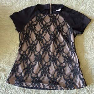 A Black SUZY SUZYSHIER Dressy Black Lace Top (Size XS) ~6463-001